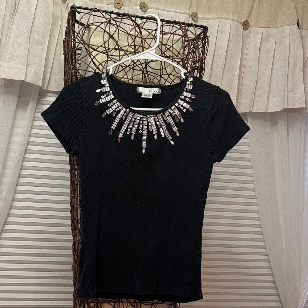 WD.NY Black Textured Cotton Top